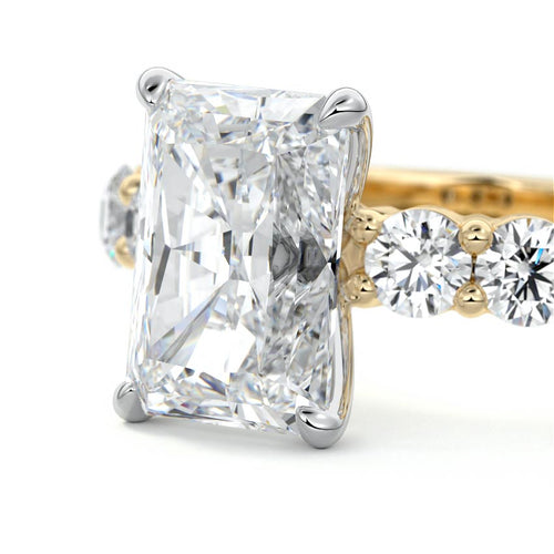Gaia - Radiant Yellow Gold Engagement Ring Profile View | Nura Lab