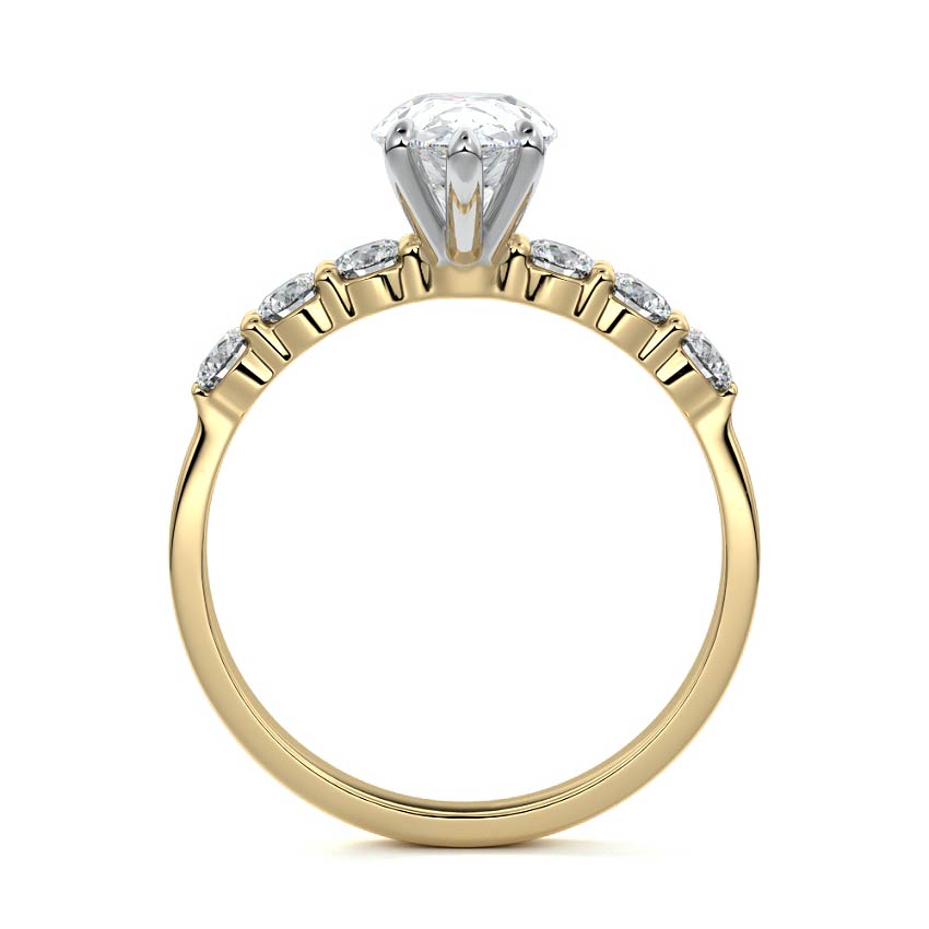Gaia - Pear Yellow Gold Engagement Ring Side View | Nura Lab