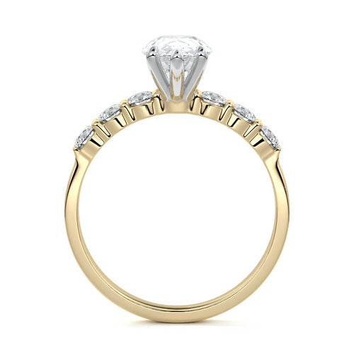 Gaia - Pear Yellow Gold Engagement Ring Side View | Nura Lab