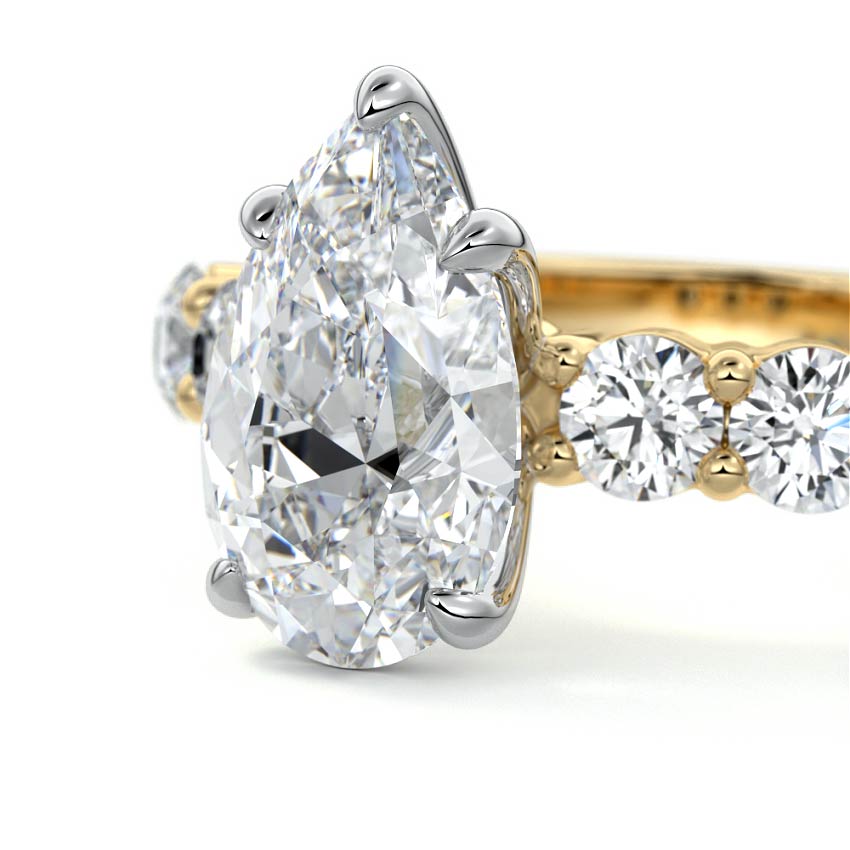 Gaia - Pear Yellow Gold Engagement Ring Profile View | Nura Lab