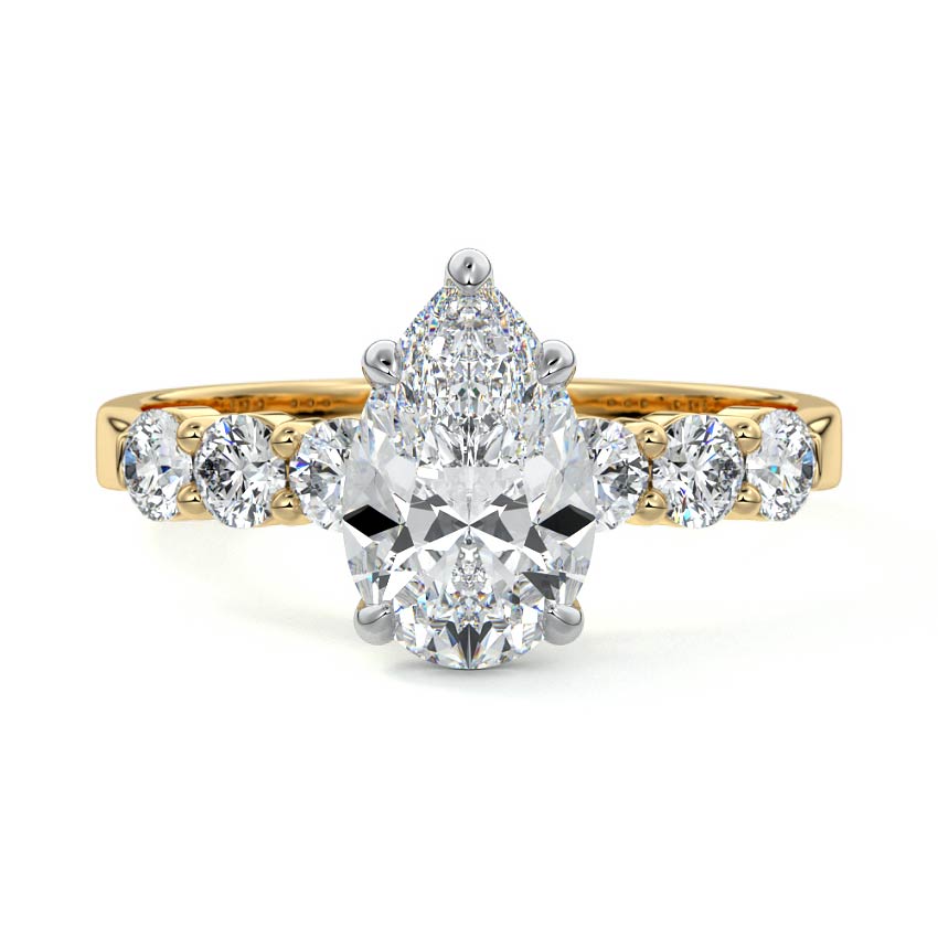 Gaia - Pear Yellow Gold Engagement Ring Detail View | Nura Lab