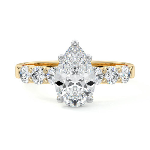 Gaia - Pear Yellow Gold Engagement Ring Detail View | Nura Lab