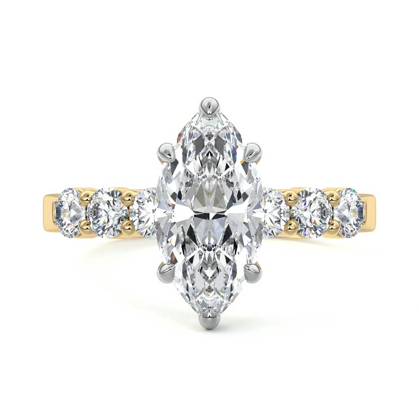 Gaia - Marquise Yellow Gold Lab Grown Diamond Engagement Ring | Nura Lab