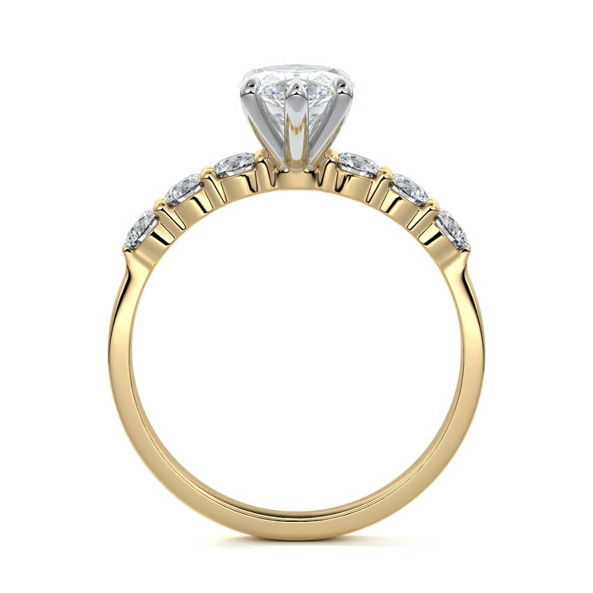 Gaia - Marquise Yellow Gold Engagement Ring Side View | Nura Lab