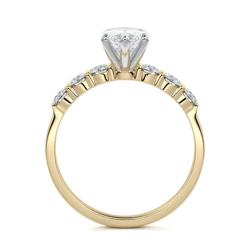 Gaia - Marquise Yellow Gold Engagement Ring Side View | Nura Lab