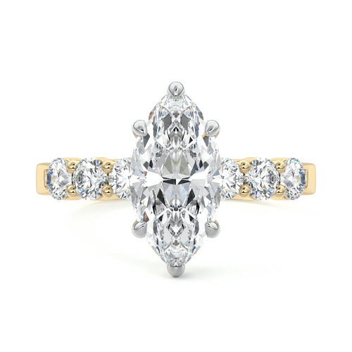 Gaia - Marquise Yellow Gold Engagement Ring Profile View | Nura Lab