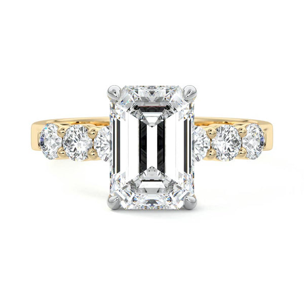 Gaia - Emerald Cut Graduated Side Stone Lab Grown Diamond Engagement Ring