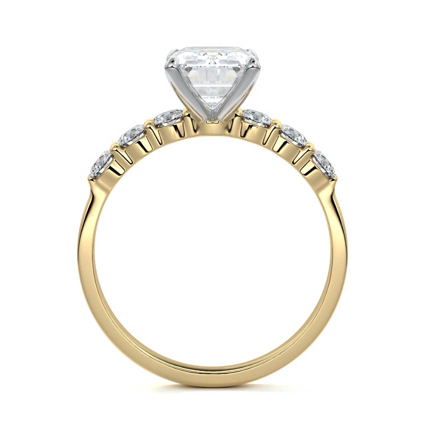 Gaia - Emerald Cut Yellow Gold Engagement Ring Side View | Nura Lab