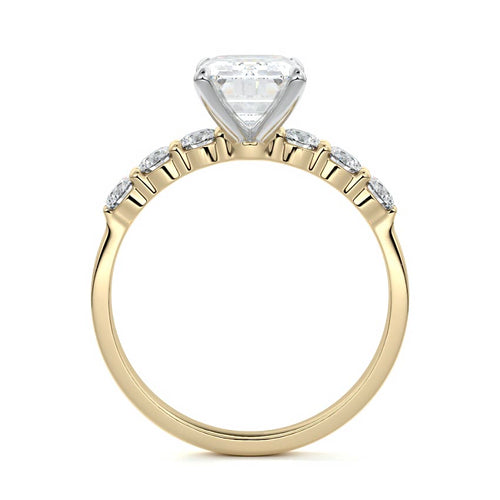 Gaia - Emerald Cut Yellow Gold Engagement Ring Side View | Nura Lab