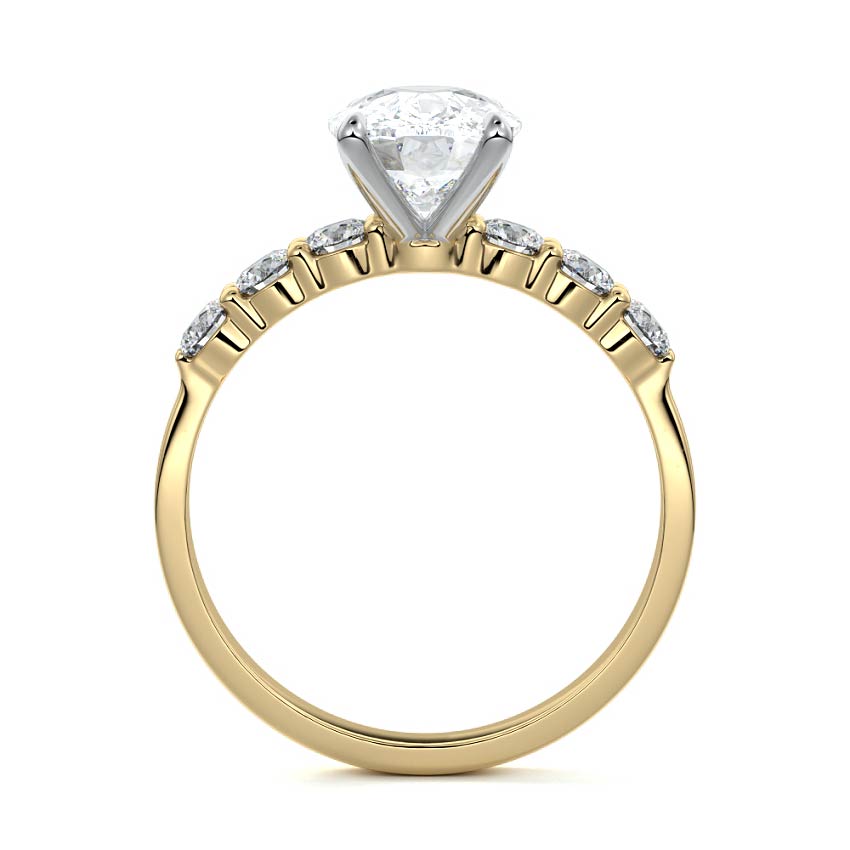 Gaia - Cushion Yellow Gold Engagement Ring Side View | Nura Lab