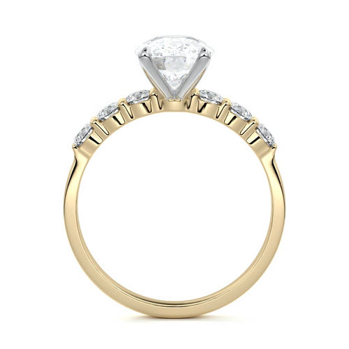 Gaia - Cushion Yellow Gold Engagement Ring Side View | Nura Lab