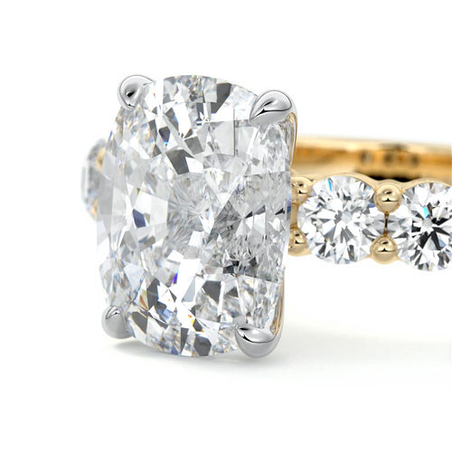 Gaia - Cushion Yellow Gold Engagement Ring Profile View | Nura Lab