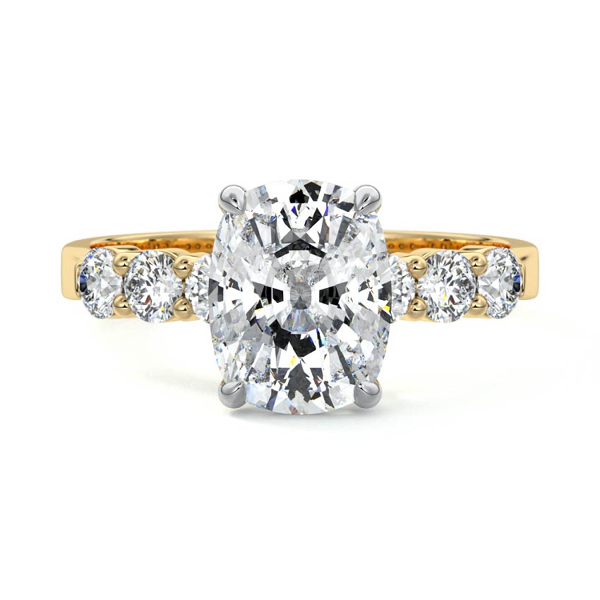 Gaia - Cushion Yellow Gold Engagement Ring Detail View | Nura Lab
