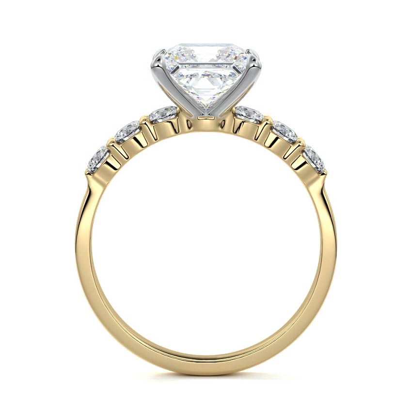 Gaia - Princess Yellow Gold Engagement Ring Side View | Nura Lab