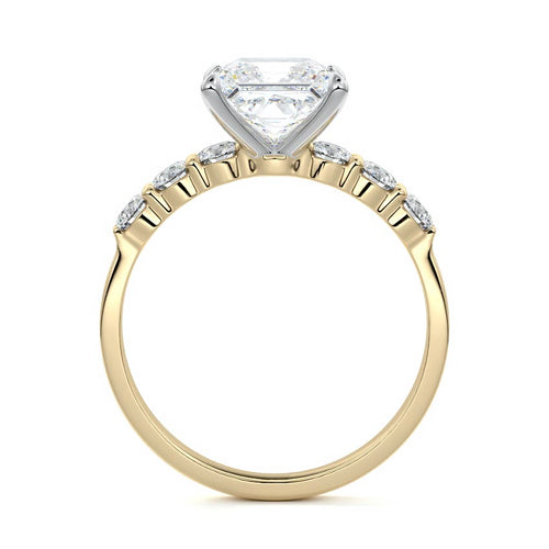 Gaia - Princess Yellow Gold Engagement Ring Side View | Nura Lab