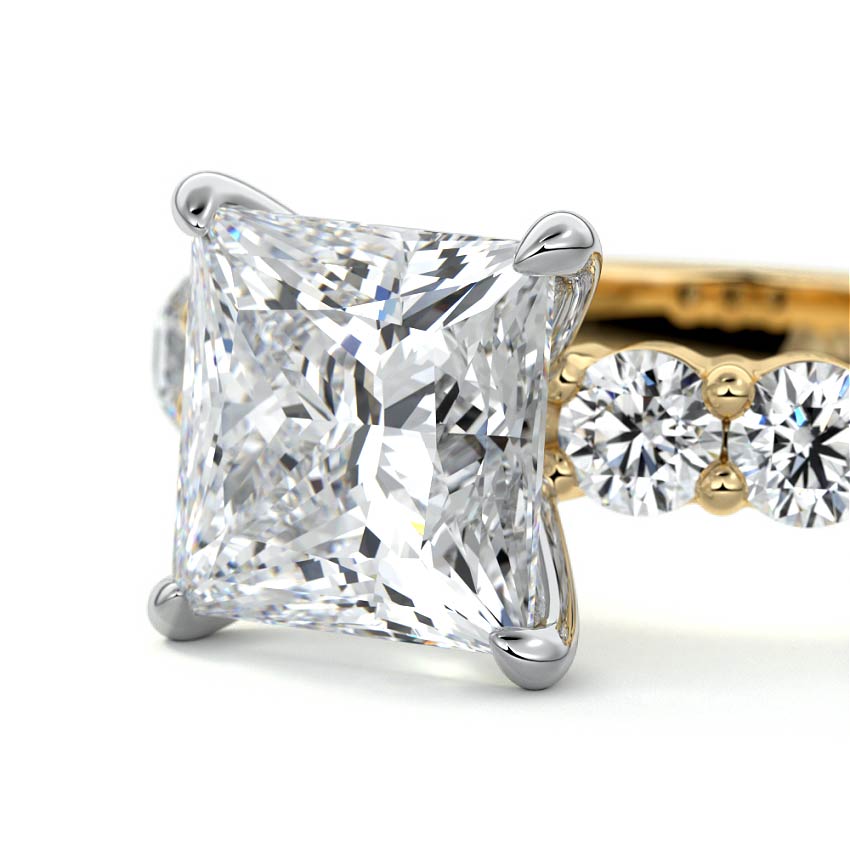 Gaia - Princess Yellow Gold Engagement Ring Profile View | Nura Lab
