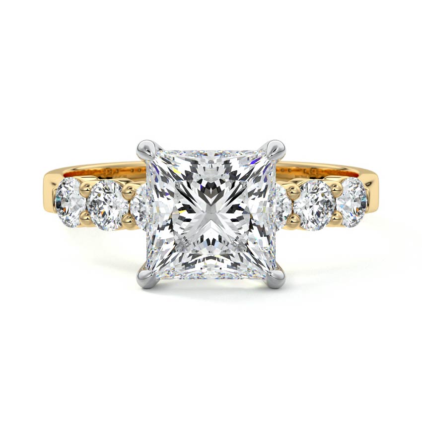 Gaia - Princess Yellow Gold Engagement Ring Detail View | Nura Lab