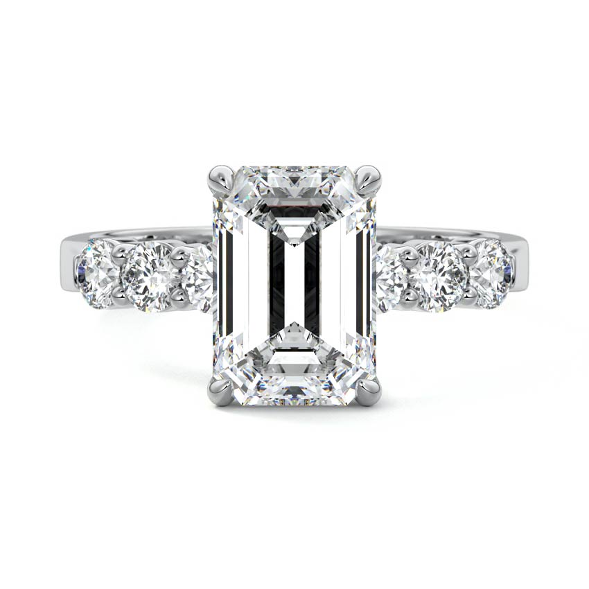 Gaia - Emerald Cut White Gold Lab Grown Diamond Engagement Ring | Nura Lab