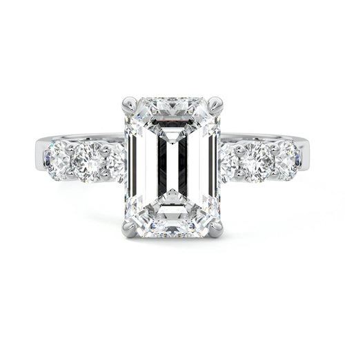 Gaia - Emerald Cut White Gold Lab Grown Diamond Engagement Ring | Nura Lab