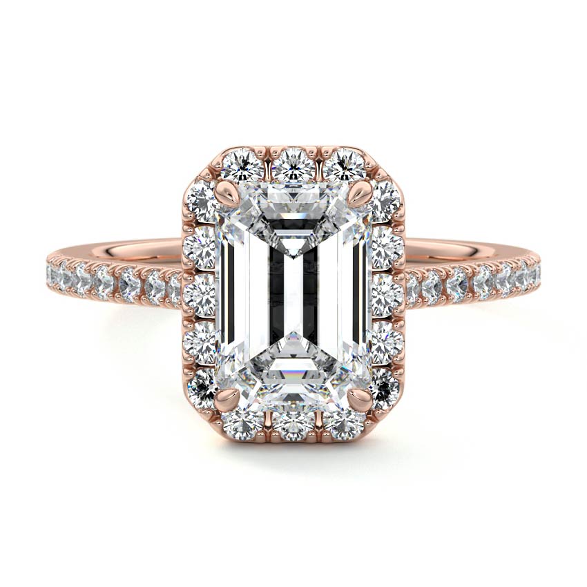 Iona - Emerald Cut Rose Gold Lab Grown Diamond Engagement Ring | Nura Lab