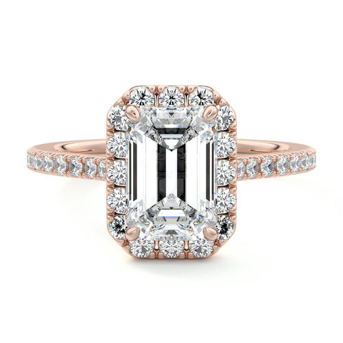 Iona - Emerald Cut Rose Gold Lab Grown Diamond Engagement Ring | Nura Lab