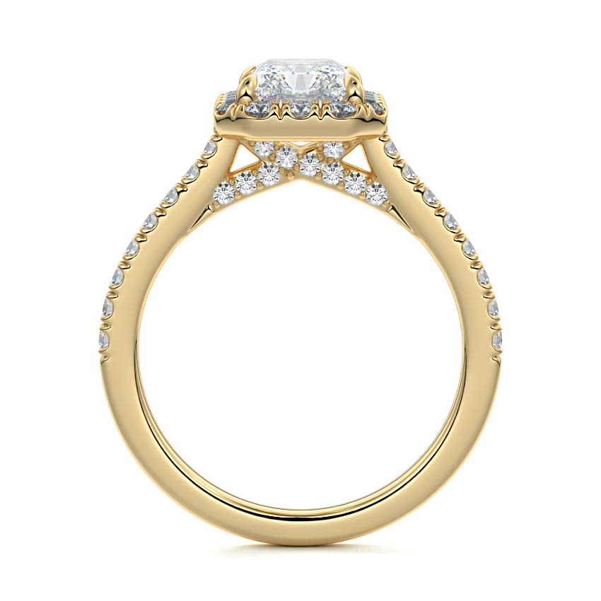 Iona - Radiant Yellow Gold Engagement Ring Side View | Nura Lab