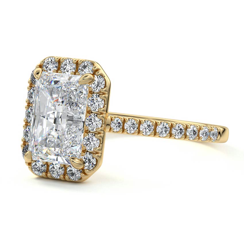 Iona - Radiant Yellow Gold Engagement Ring Profile View | Nura Lab