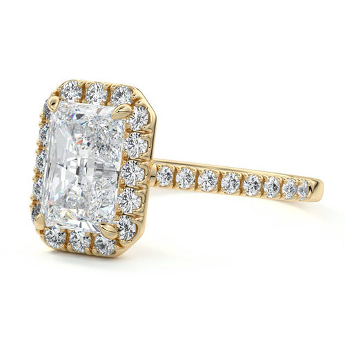 Iona - Radiant Yellow Gold Engagement Ring Profile View | Nura Lab