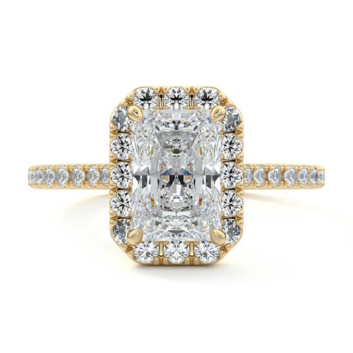 Iona - Radiant Yellow Gold Engagement Ring Detail View | Nura Lab