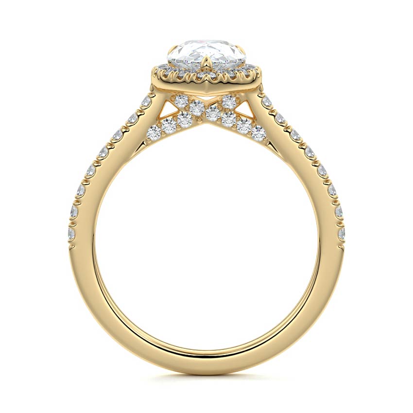 Iona - Pear Yellow Gold Engagement Ring Side View | Nura Lab