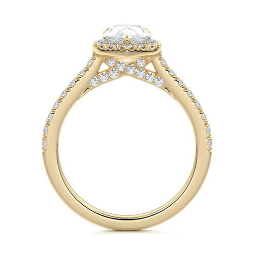 Iona - Pear Yellow Gold Engagement Ring Side View | Nura Lab