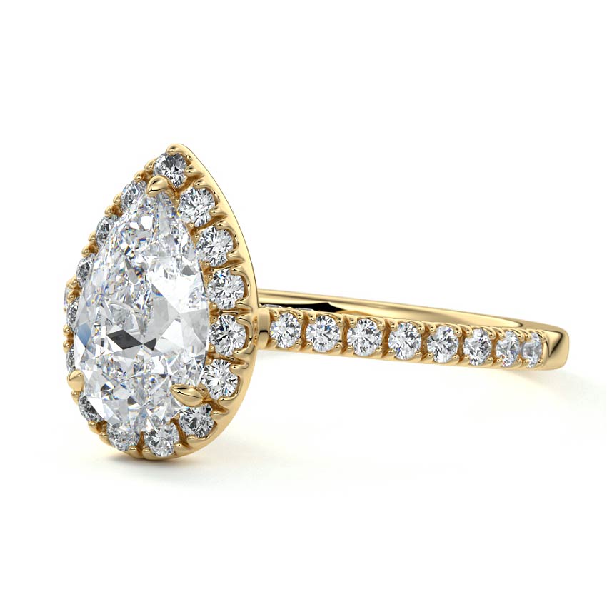 Iona - Pear Yellow Gold Engagement Ring Profile View | Nura Lab