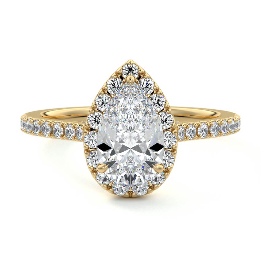 Iona - Pear Yellow Gold Engagement Ring Detail View | Nura Lab
