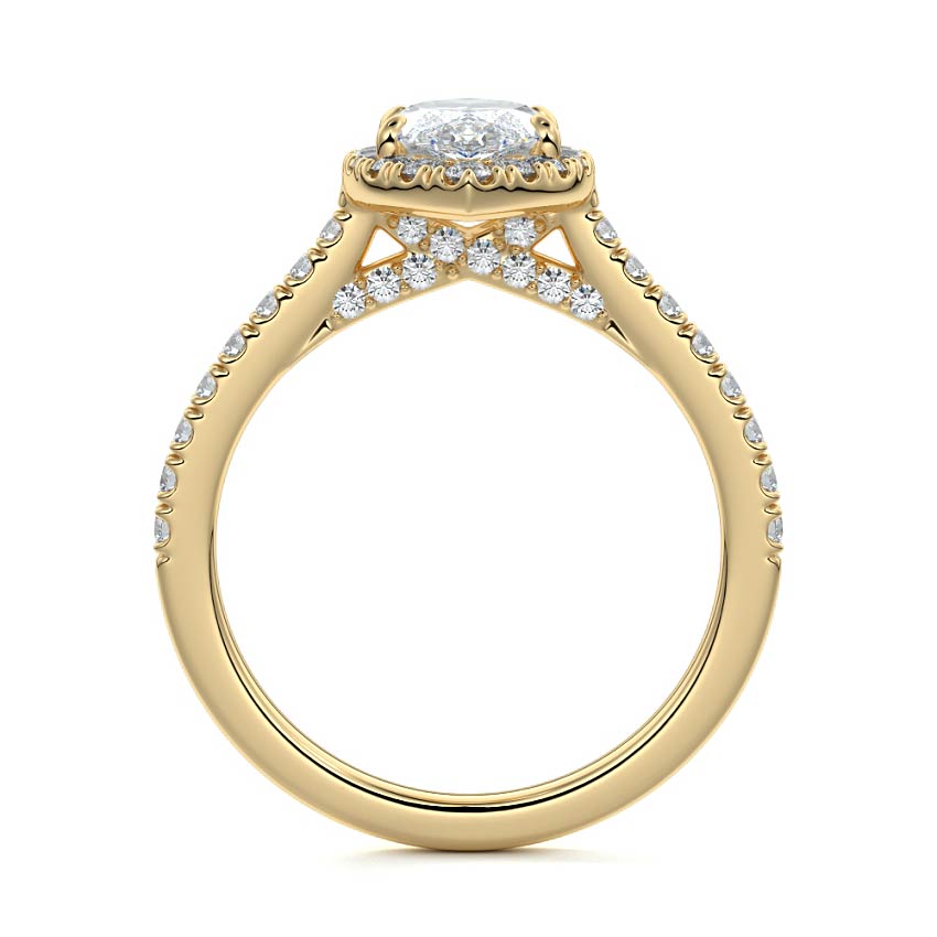 Iona - Marquise Yellow Gold Engagement Ring Side View | Nura Lab