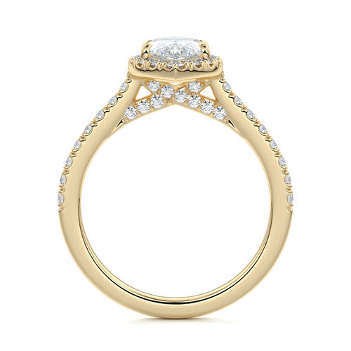 Iona - Marquise Yellow Gold Engagement Ring Side View | Nura Lab