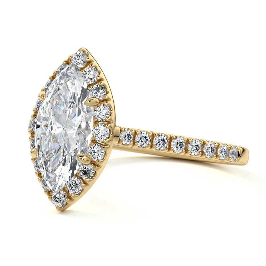 Iona - Marquise Yellow Gold Engagement Ring Profile View | Nura Lab