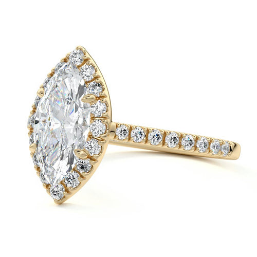 Iona - Marquise Yellow Gold Engagement Ring Profile View | Nura Lab