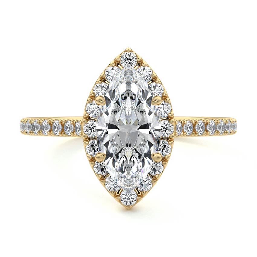Iona - Marquise Yellow Gold Engagement Ring Detail View | Nura Lab