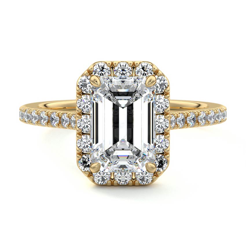 Iona - Emerald Cut Yellow Gold Lab Grown Diamond Engagement Ring | Nura Lab