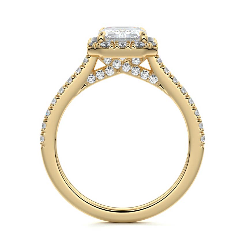 Iona - Emerald Cut Yellow Gold Engagement Ring Side View | Nura Lab