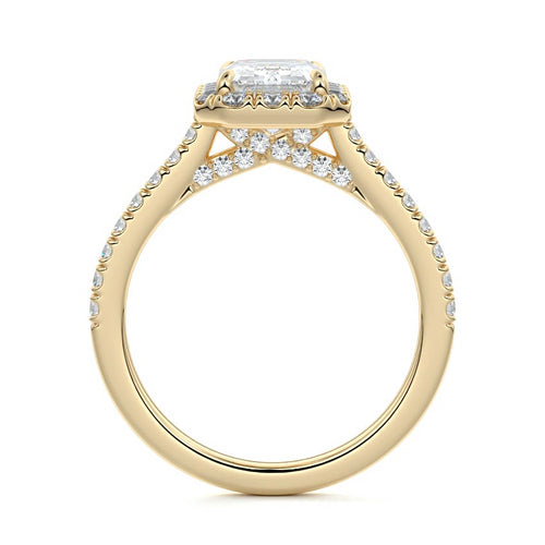 Iona - Emerald Cut Yellow Gold Engagement Ring Side View | Nura Lab
