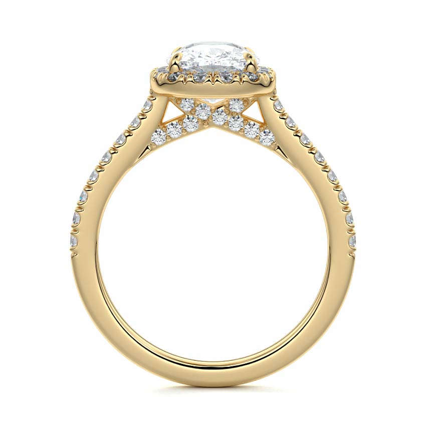 Iona - Cushion Yellow Gold Engagement Ring Side View | Nura Lab