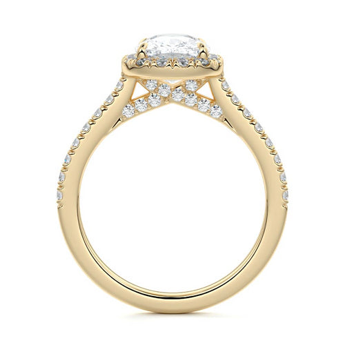 Iona - Cushion Yellow Gold Engagement Ring Side View | Nura Lab