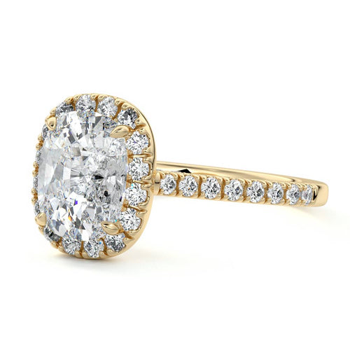 Iona - Cushion Yellow Gold Engagement Ring Profile View | Nura Lab