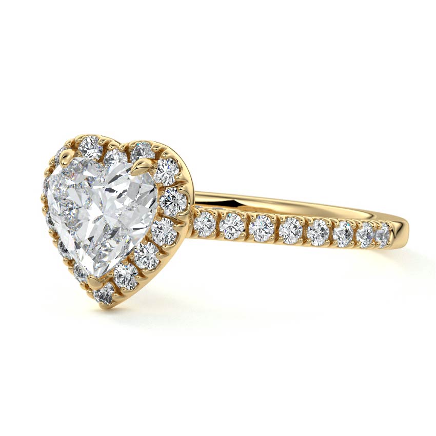 Iona - Heart Yellow Gold Engagement Ring Profile View | Nura Lab
