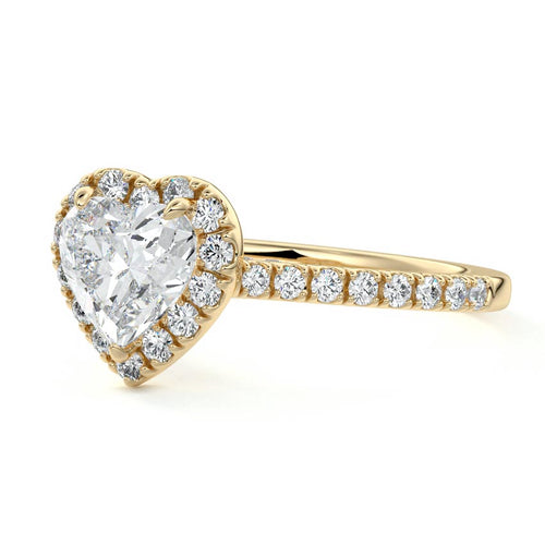 Iona - Heart Yellow Gold Engagement Ring Profile View | Nura Lab