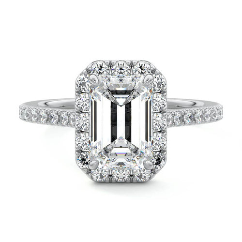 Iona - Emerald Cut Platinum Lab Grown Diamond Engagement Ring | Nura Lab