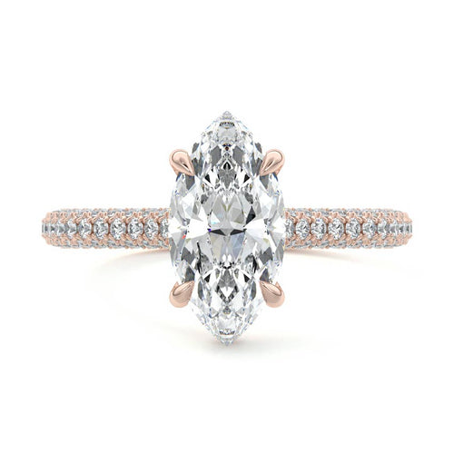 Ella - Marquise Rose Gold Lab Grown Diamond Engagement Ring | Nura Lab