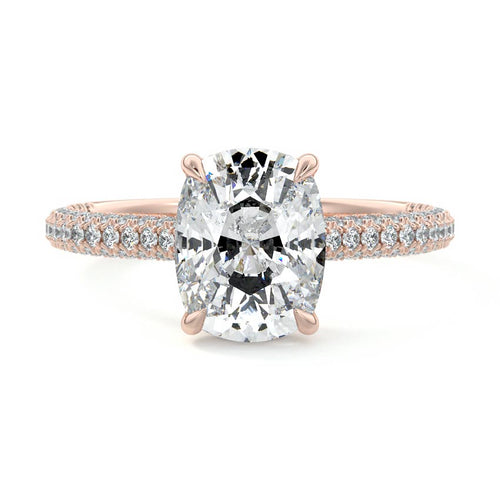 Ella - Cushion Rose Gold Lab Grown Diamond Engagement Ring | Nura Lab