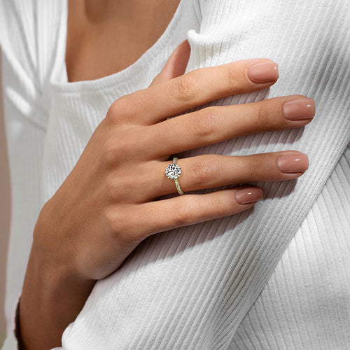 Ella - Round Yellow Gold Lab Grown Diamond Engagement Ring | Nura Lab